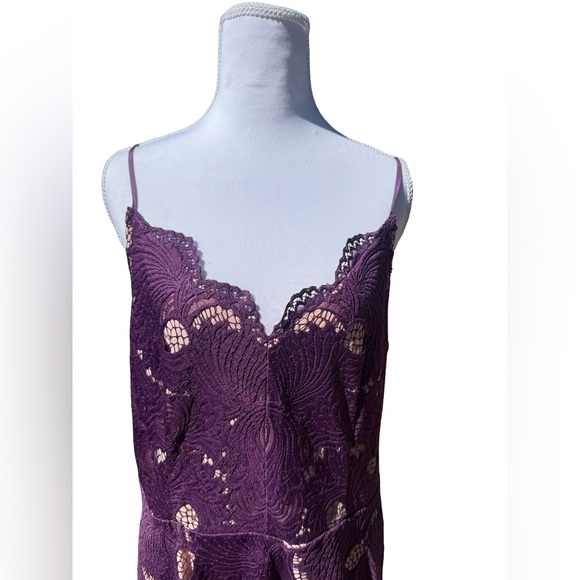 Anthropologie Soeurs Purple Lace Midi Dress Size 14 Sleeveless Fit & Flare - Picture 6 of 12